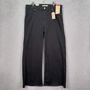 Levis Jeans Womens 32 Black 318 Shaping Wide Leg Stretch Dark Wash Grunge Goth